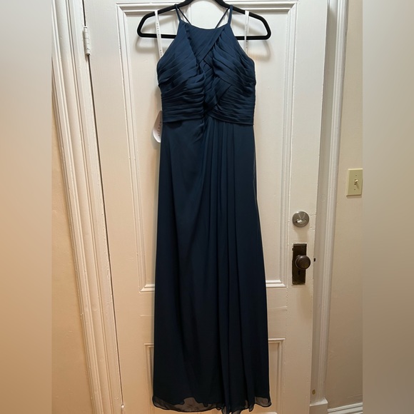 Azazie Size Large Dark Navy Bridesmaids Dress - Picture 1 of 7